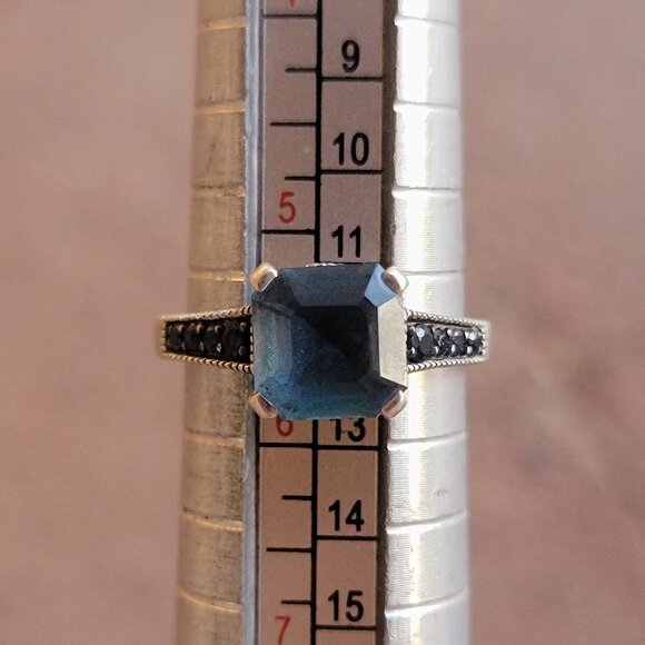 Designer SIRI USA 925 sterling silver asher cut topaz prong set with pave set da - Picture 3 of 16